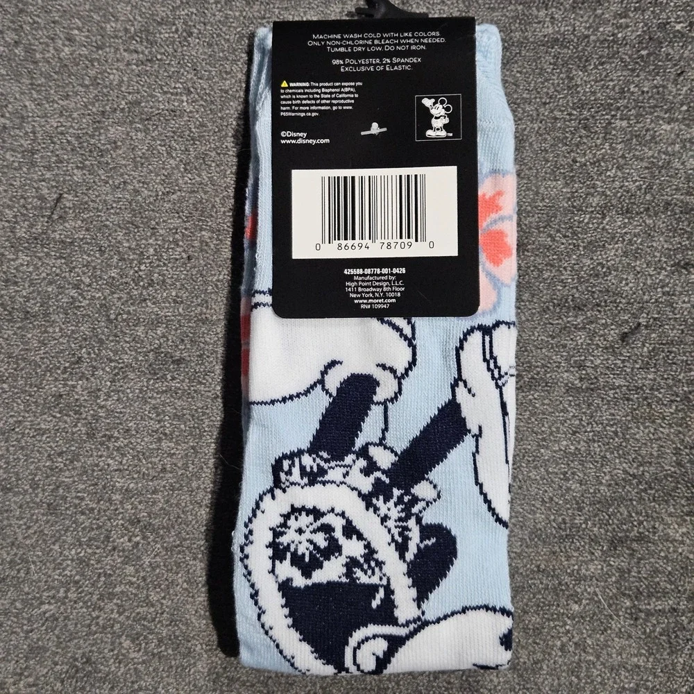 Disney Mickey Mouse Aloha Tropical Hibiscus Crew Socks Mens Size 6.5-12 Blue NEW